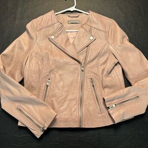 Bagatelle Genuine Leather Moto Jacket – Blush Pink – Size S